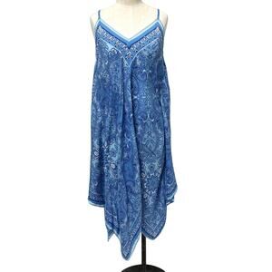 J.McLaughlin Blue Paisley Caprice Silk Handkerchief Dress Cover-up XS/S Small